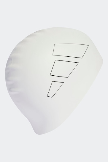 adidas White Adult Logo Swim Cap