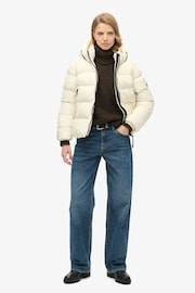 Superdry Off White Hooded Sports Puffer Jacket - Image 2 of 7