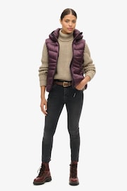 Superdry Smoky Aubergine Purple Hooded Fuji Quilt Padded Gilet Jacket - Image 3 of 8