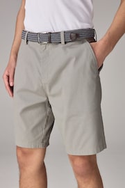 Sage Green Belted 100% Cotton Chino Shorts - Image 1 of 9