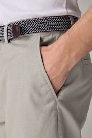 Sage Green Textured Cotton Blend Chino Shorts with Belt Included - Image 5 of 10