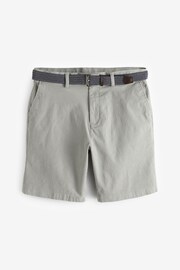 Sage Green Textured Cotton Blend Chino Shorts with Belt Included - Image 6 of 10