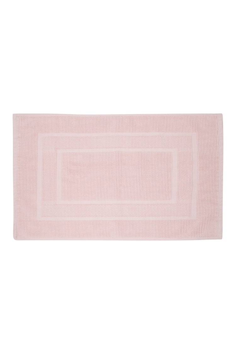 Laura Ashley Blush Pink Cotton Border Bath Mat - Image 2 of 3