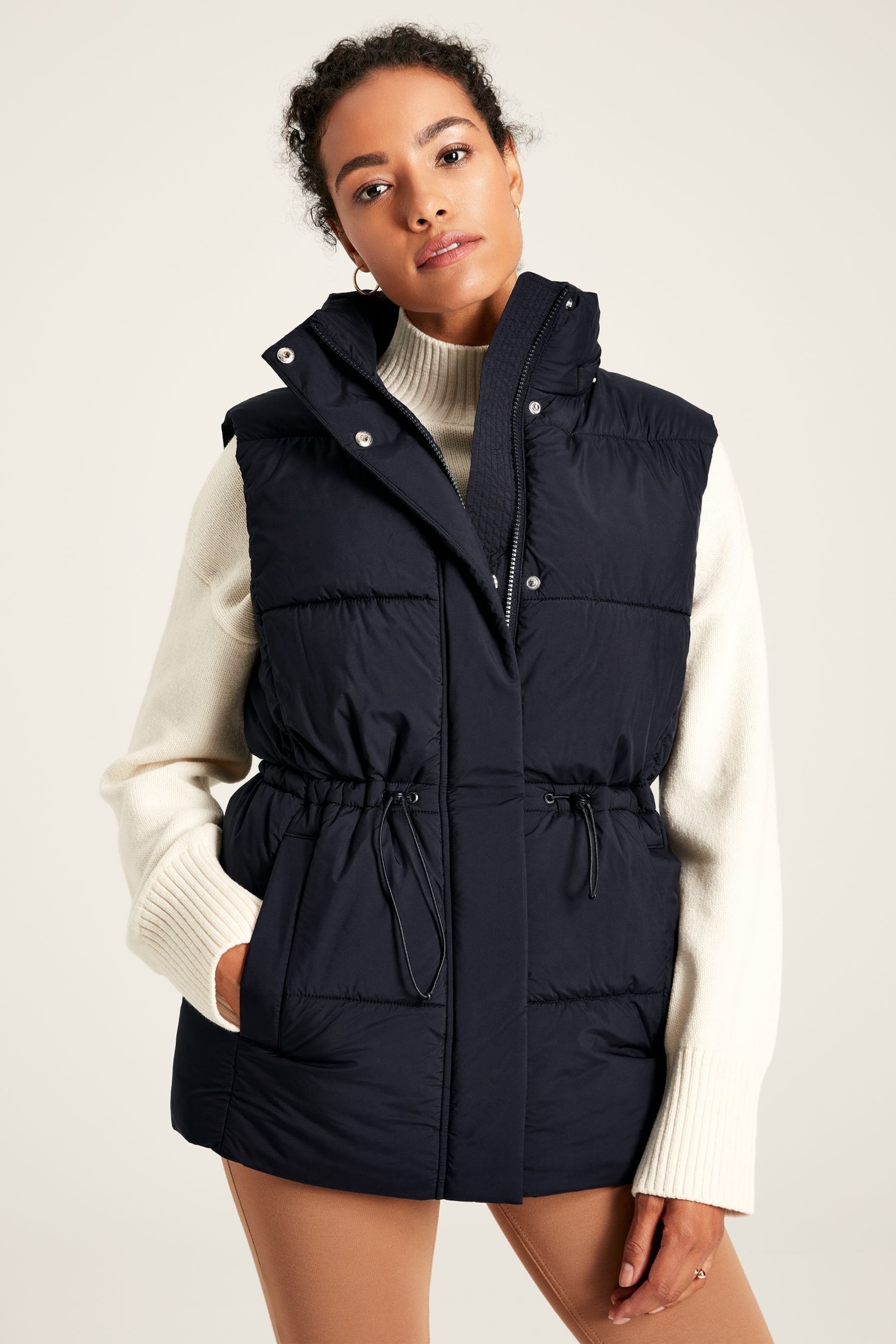 Joules Witham Navy Showerproof Padded Gilet With Hood - Image 2 of 8