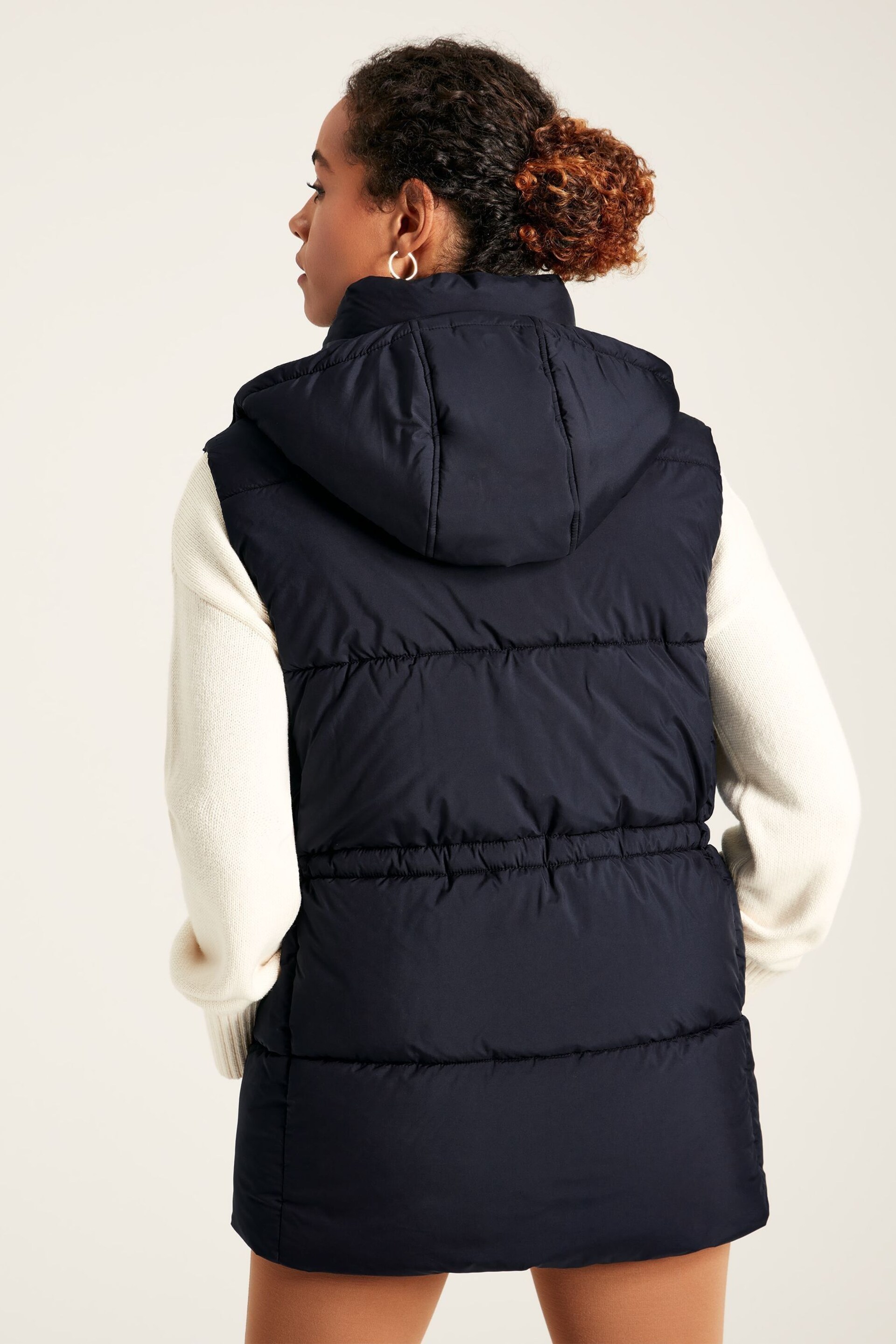 Joules Witham Navy Showerproof Padded Gilet With Hood - Image 3 of 8