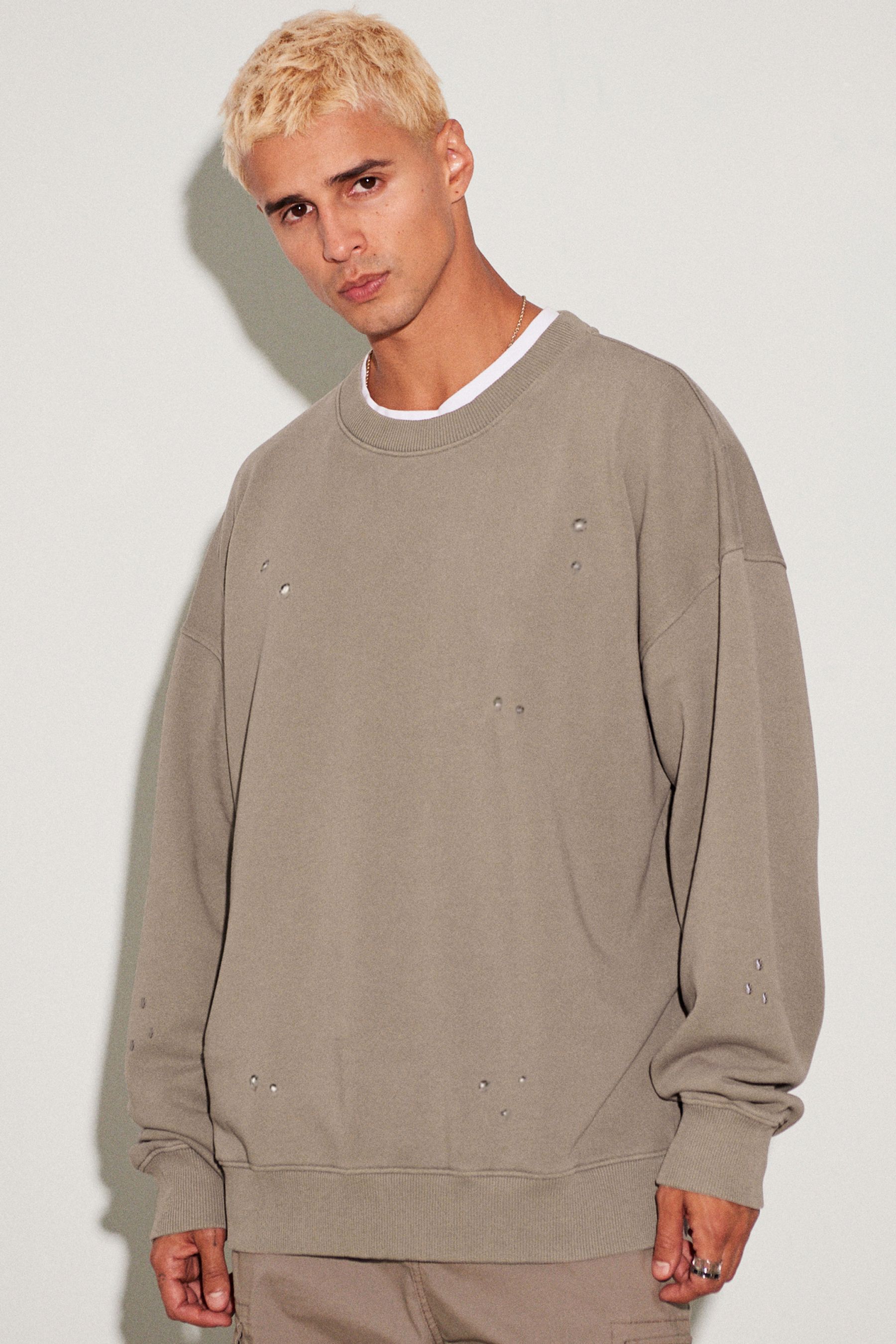 Buy Neutral EDIT Oversized Ripped Sweatshirt from Next Germany
