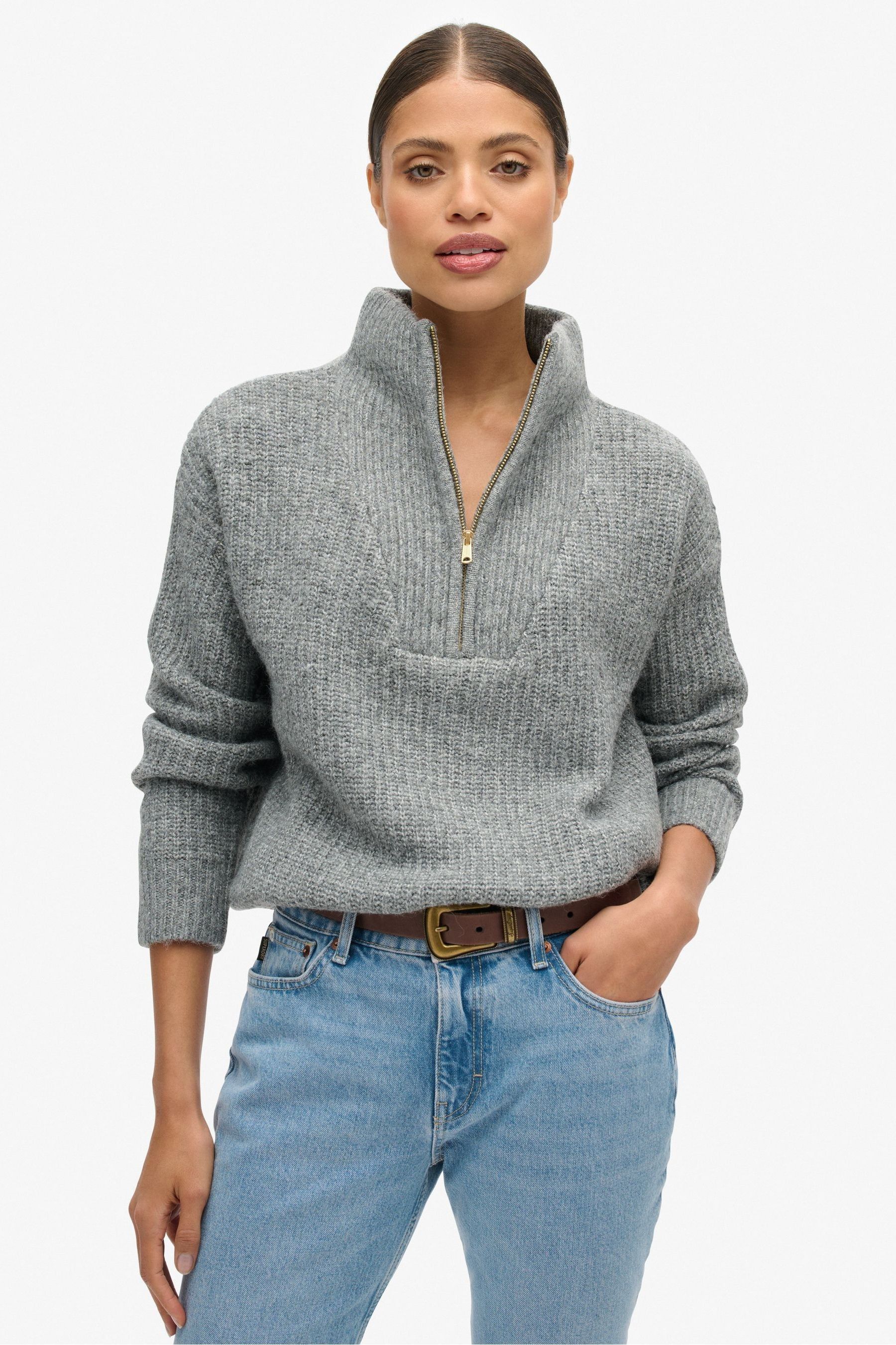 Superdry Charcoal Marl Essential Half Zip Jumper