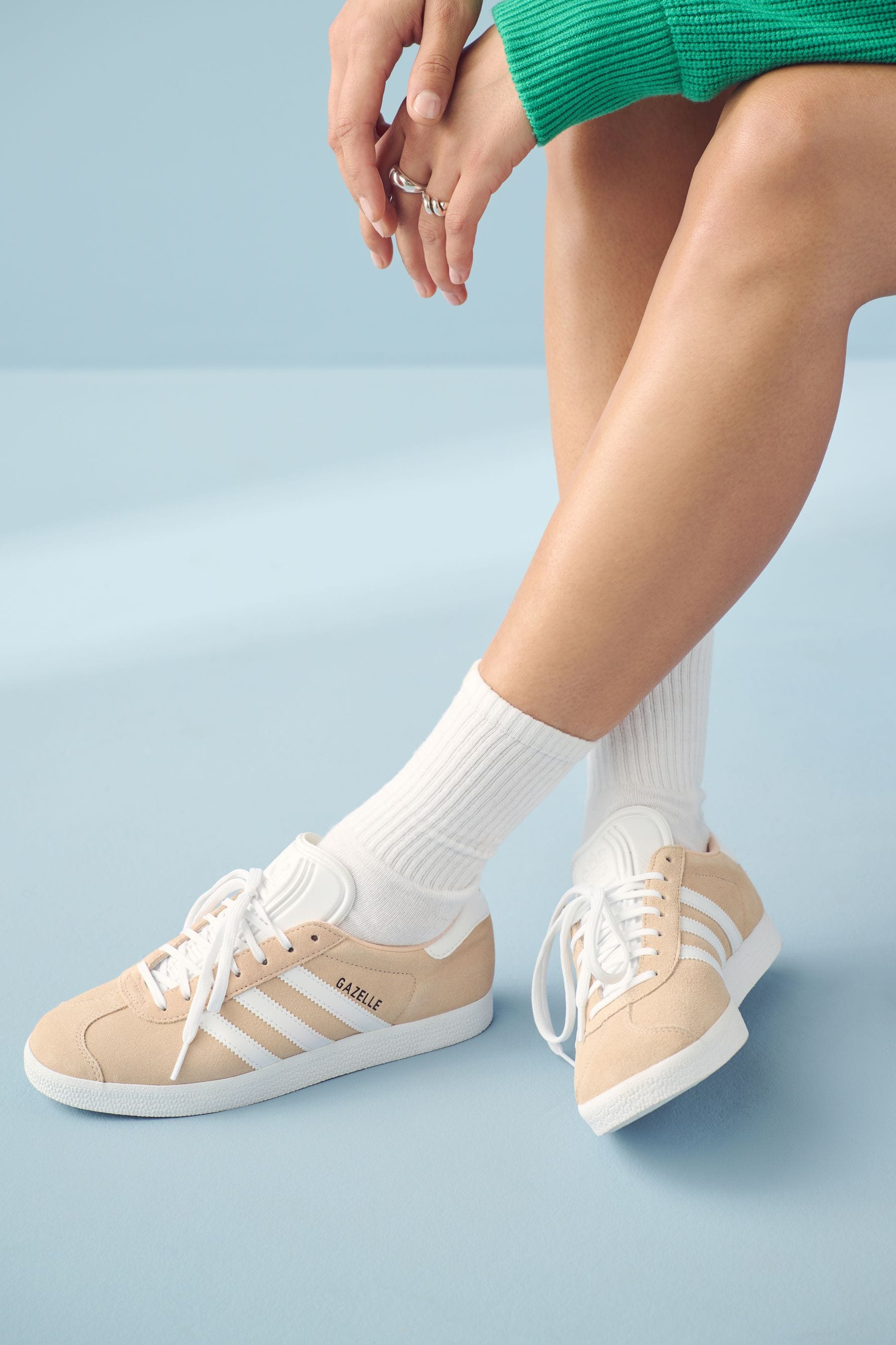 Adidas gazelle trainers linen dust pearl cream sale