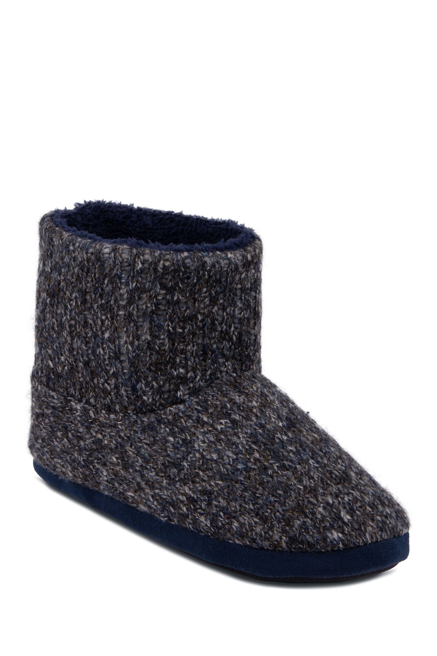Buy Totes Navy Mens Rib Knit Boots Slippers from the Next UK