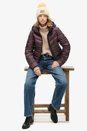 Superdry Smoky Aubergine Purple Hooded Fuji Quilt Padded Jacket - Image 3 of 9