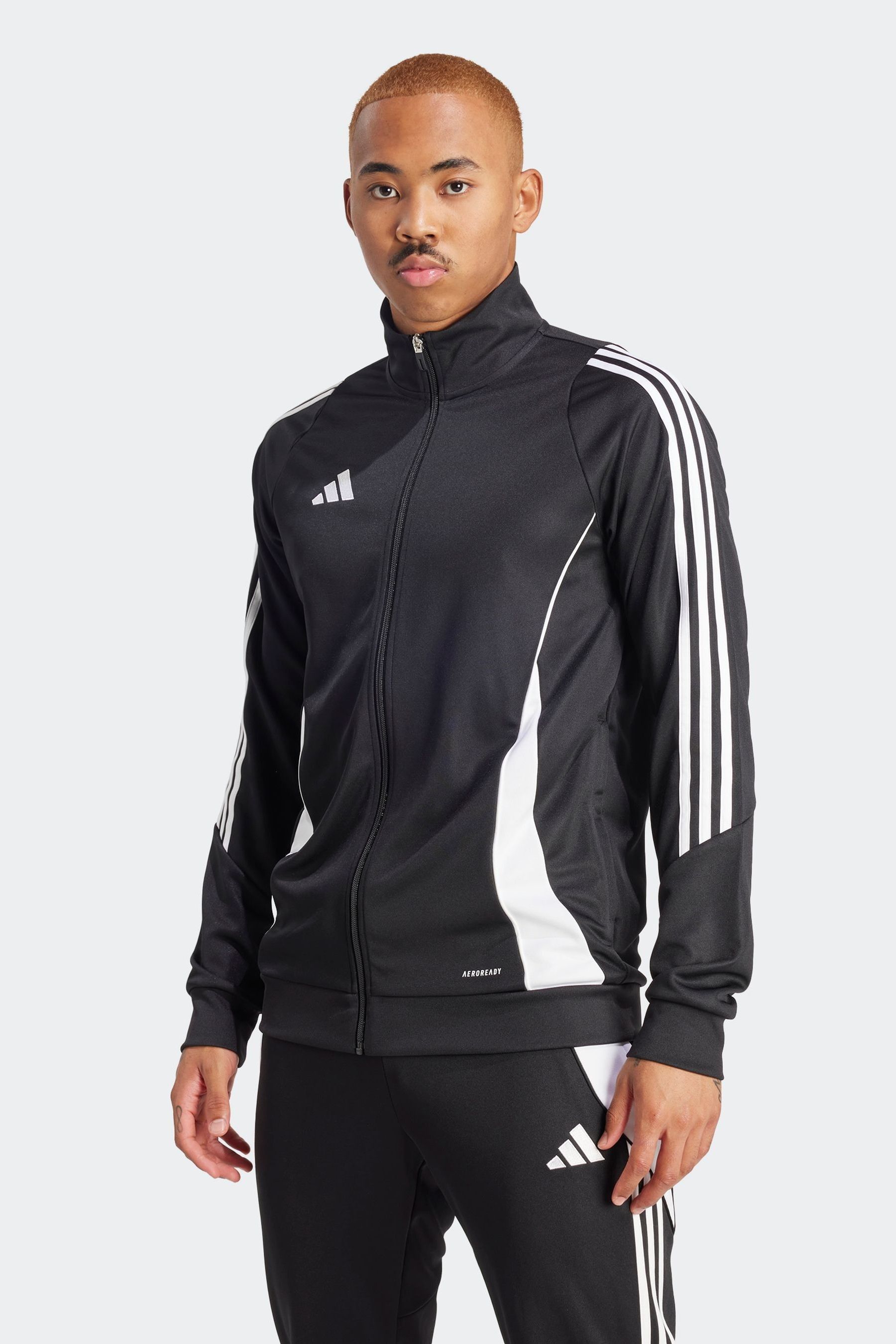 Adidas black and white tracksuit top outlet