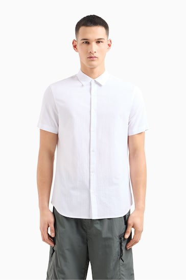Armani Exchange Seersucker Texture Short Sleeve Shirt