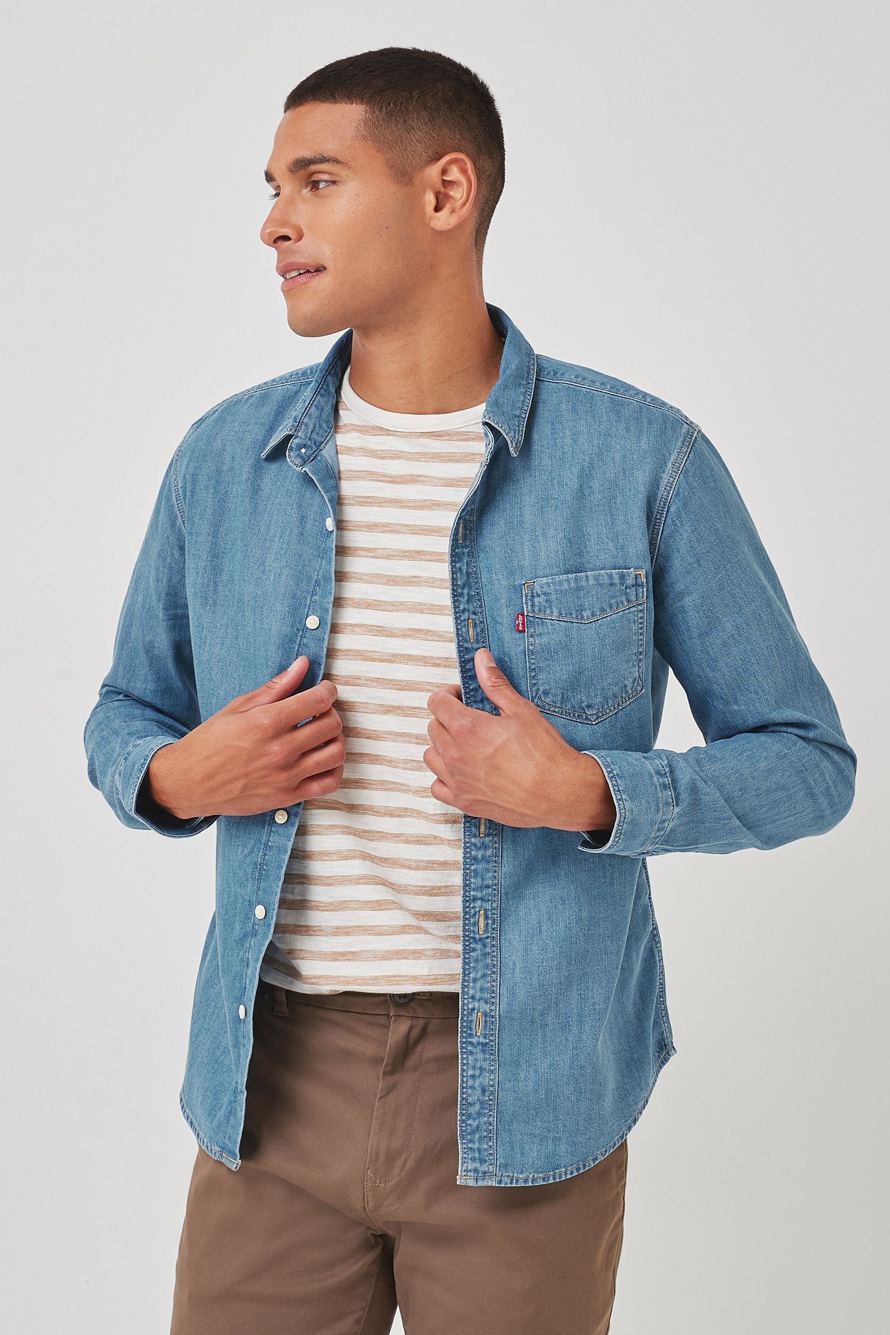 Buy Levi s Denim Light Wash Sunset 1 Pocket Slim Fit Shirt from Next Luxembourg