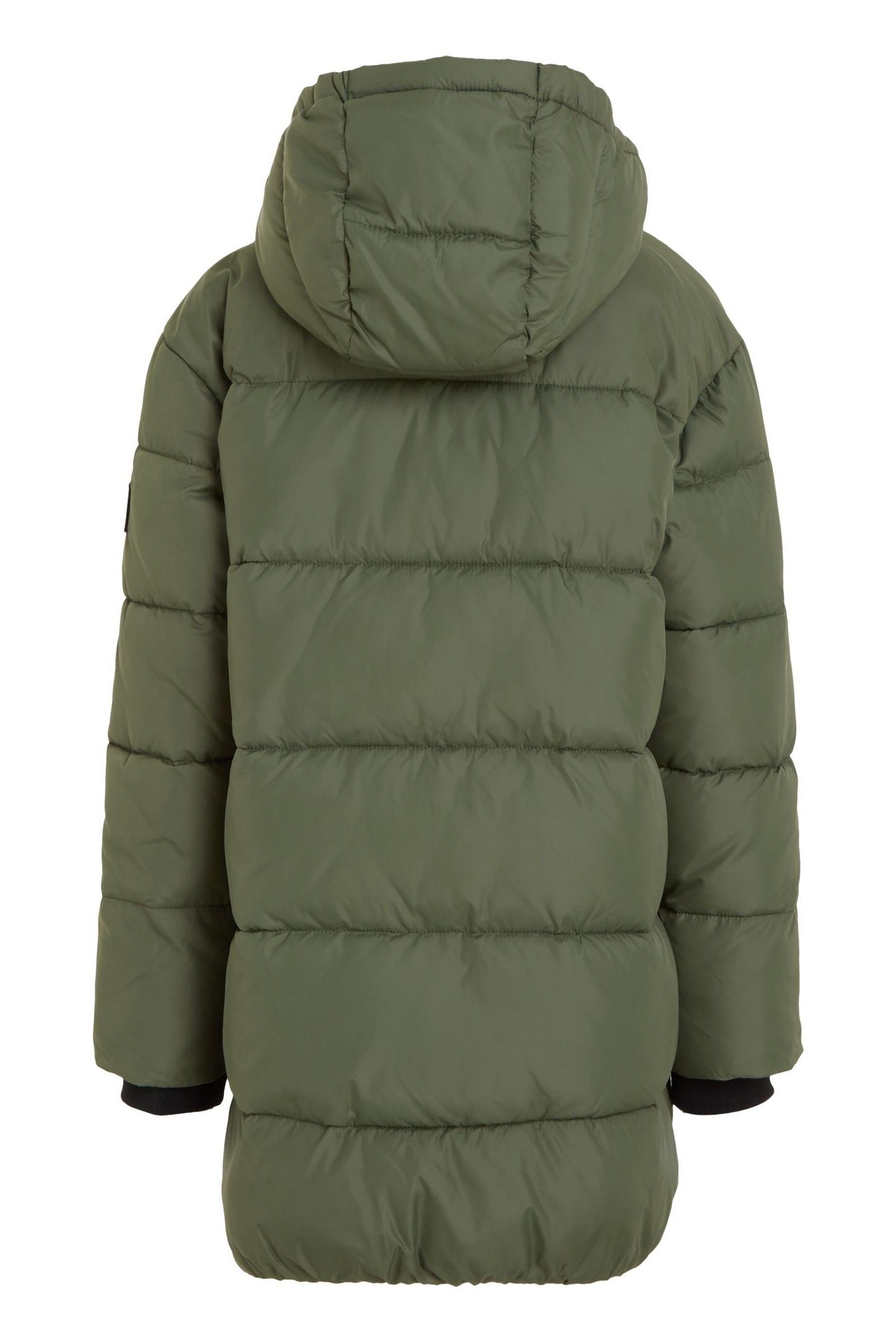 Calvin klein puffer coat with knit sleeves outlet