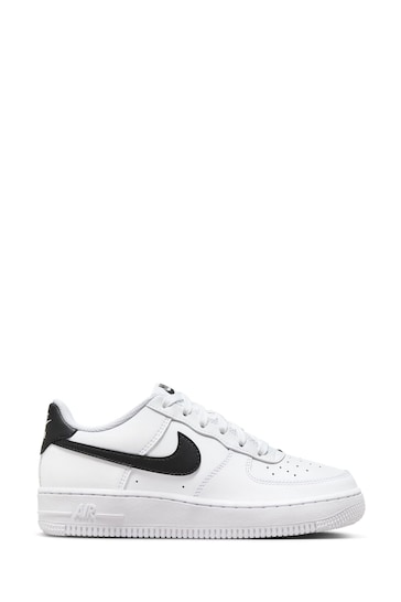 Nike White/Black Air Force 1 Youth Trainers