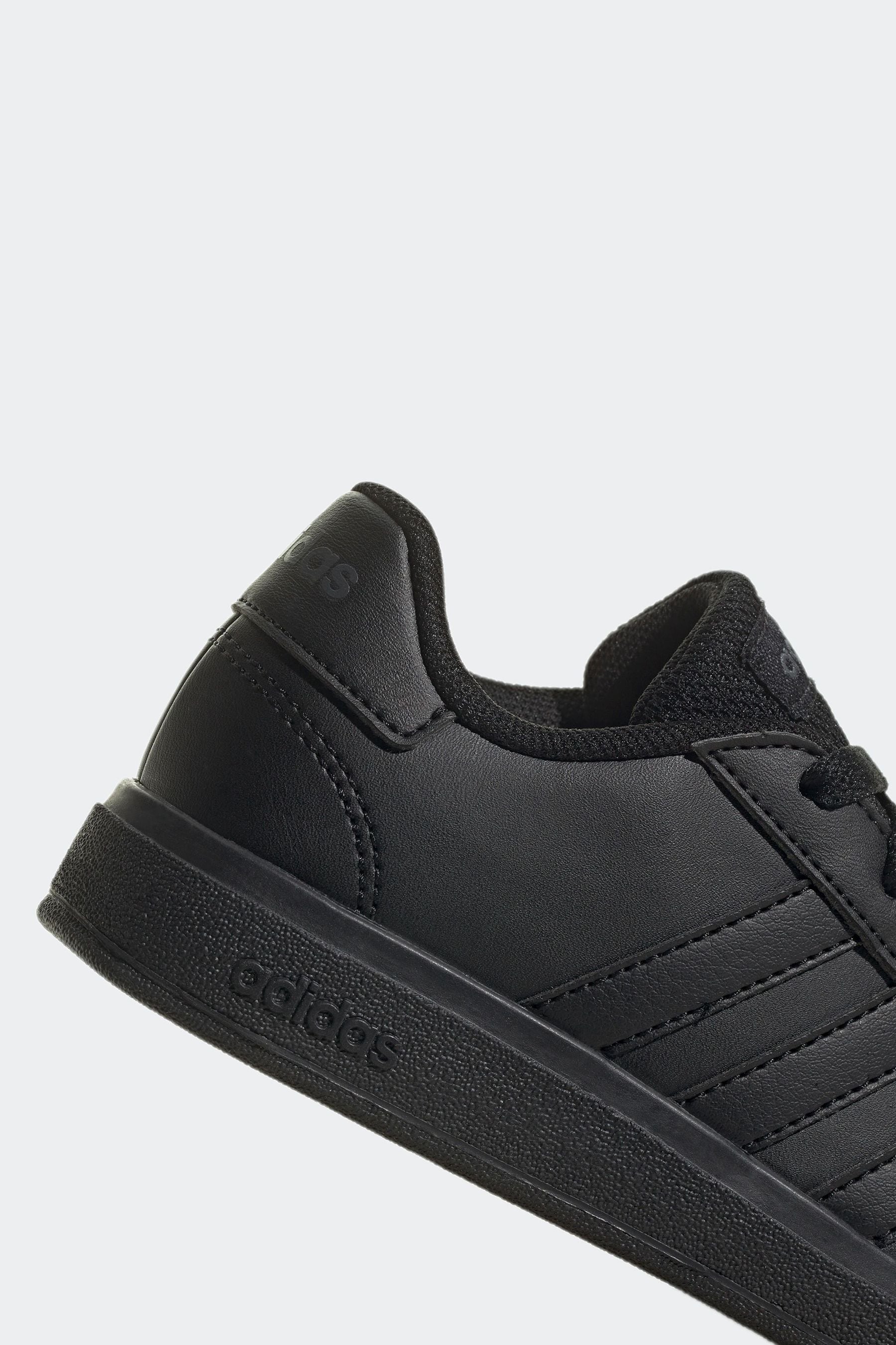 Adidas all black leather trainers on sale