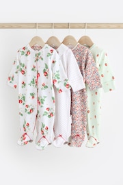 Red/White Baby 4 Pack Footed Sleepsuits (0-3yrs) - Image 1 of 12