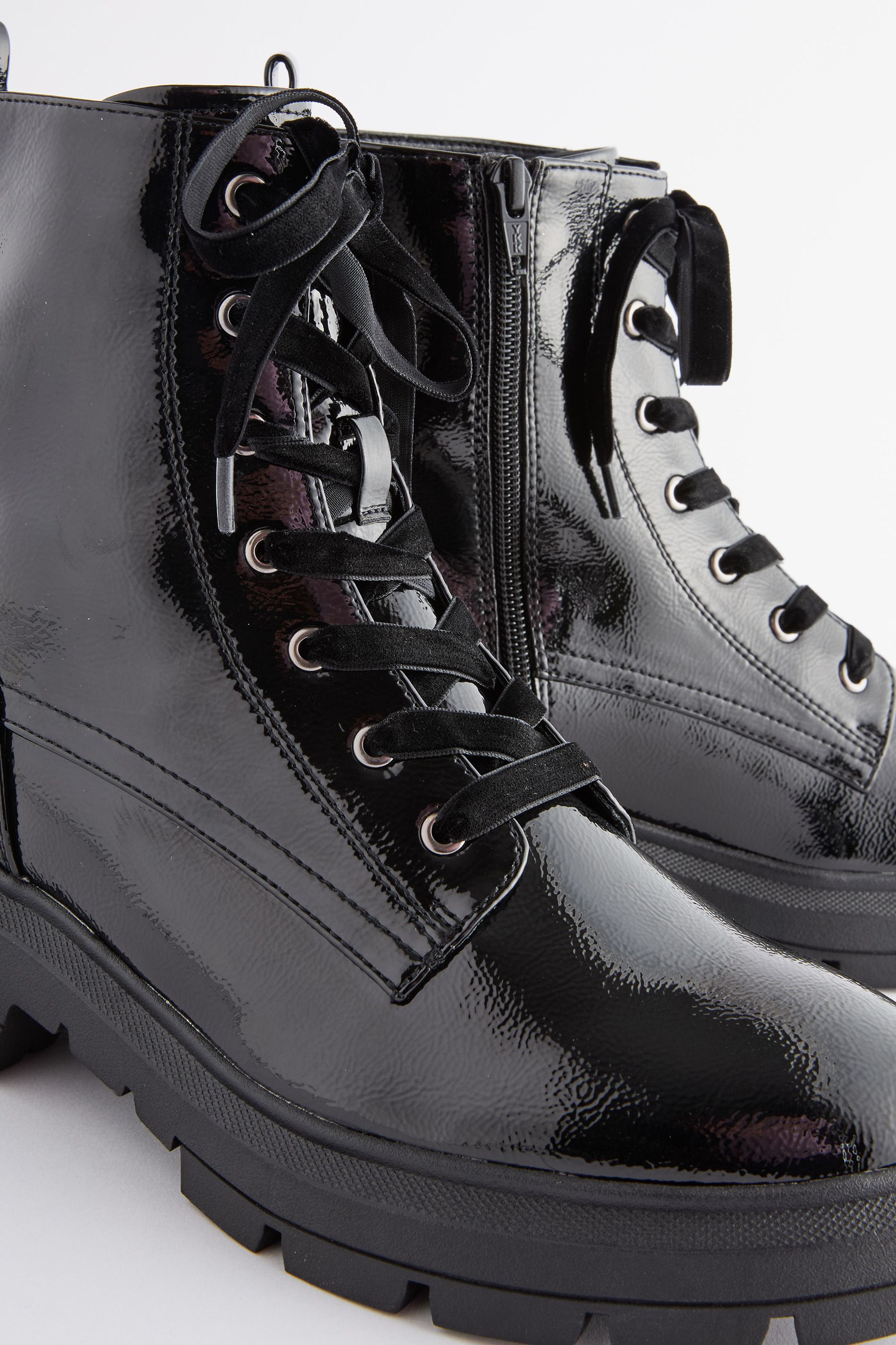 Wide fit black patent boots online