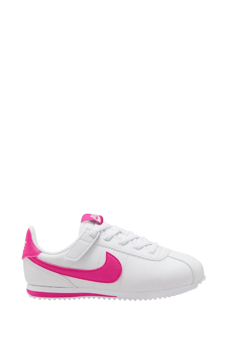 Nike White/Pink Junior Cortez EasyOn Trainers - Image 1 of 4