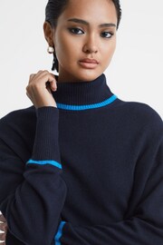 Reiss Navy/Blue Alexis Wool Blend Roll Neck Jumper - Image 1 of 6