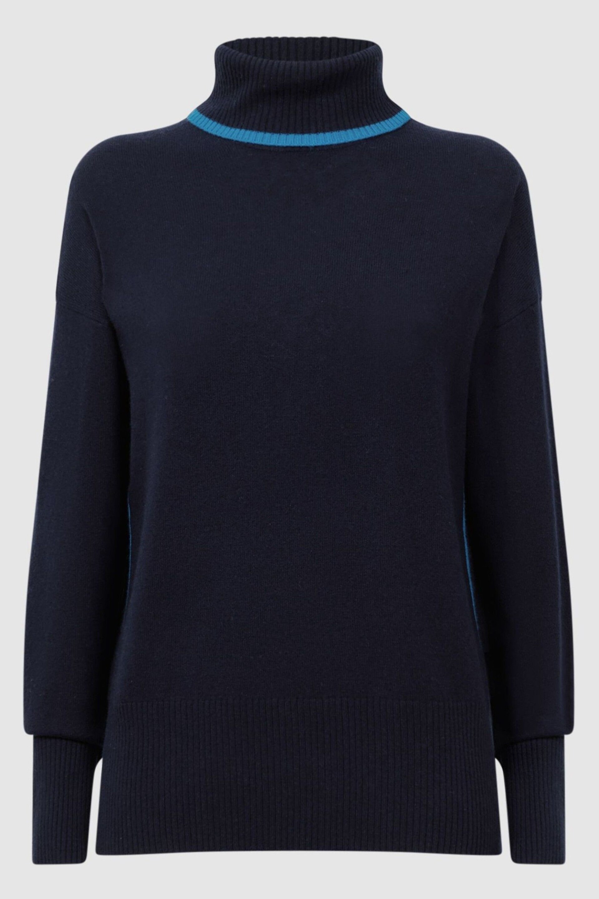 Reiss Navy/Blue Alexis Wool Blend Roll Neck Jumper - Image 2 of 6