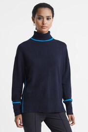 Reiss Navy/Blue Alexis Wool Blend Roll Neck Jumper - Image 5 of 6