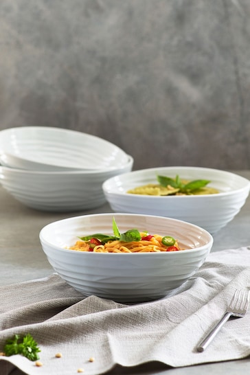 Set of 4 White Large Malvern Organic Shaped Pasta Bowls