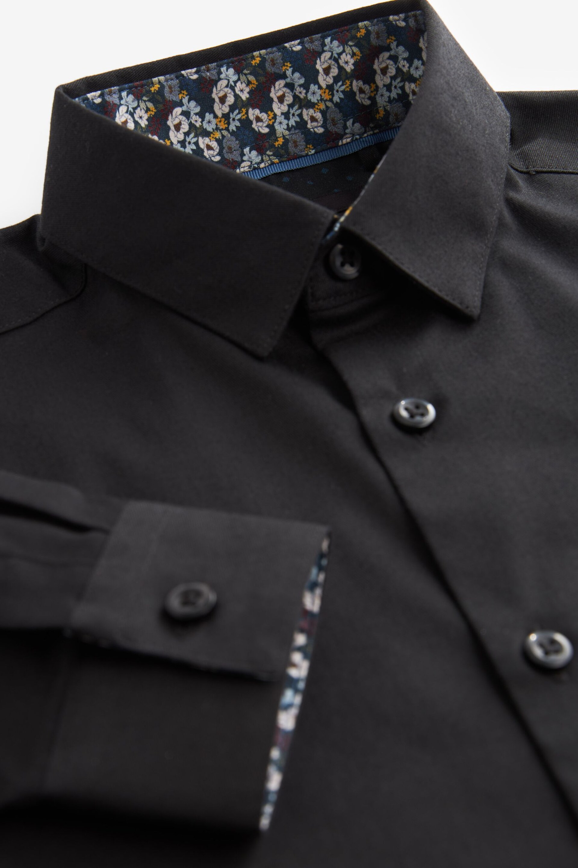 Black Long Sleeve Smart Trimmed Shirt (3-16yrs) - Image 1 of 3