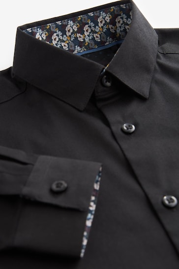 Black Long Sleeve Smart Trimmed Shirt the (3-16yrs)