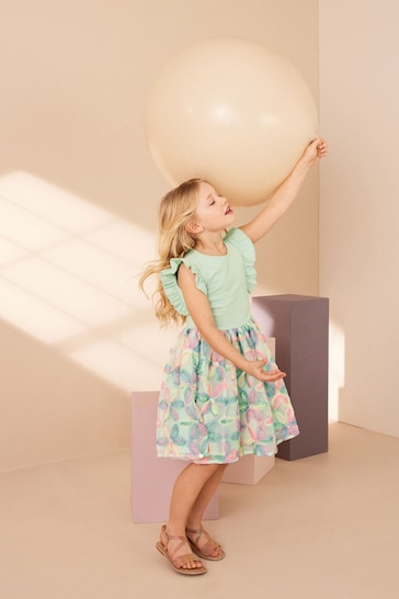 Green Sequin Embroidered Skirt Dress (3-16yrs)