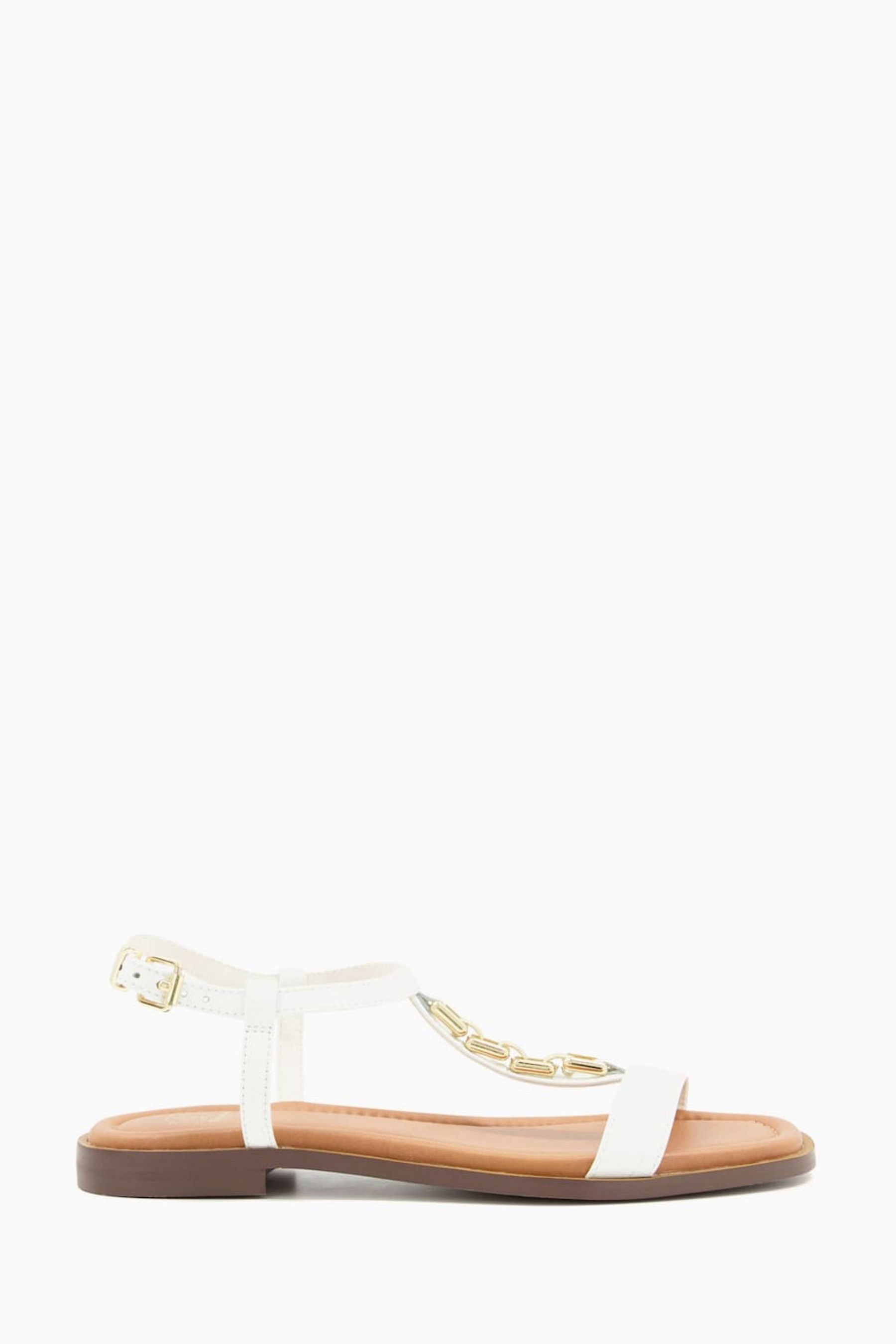 Dune London Lotty Chain T Bar Flat Sandals