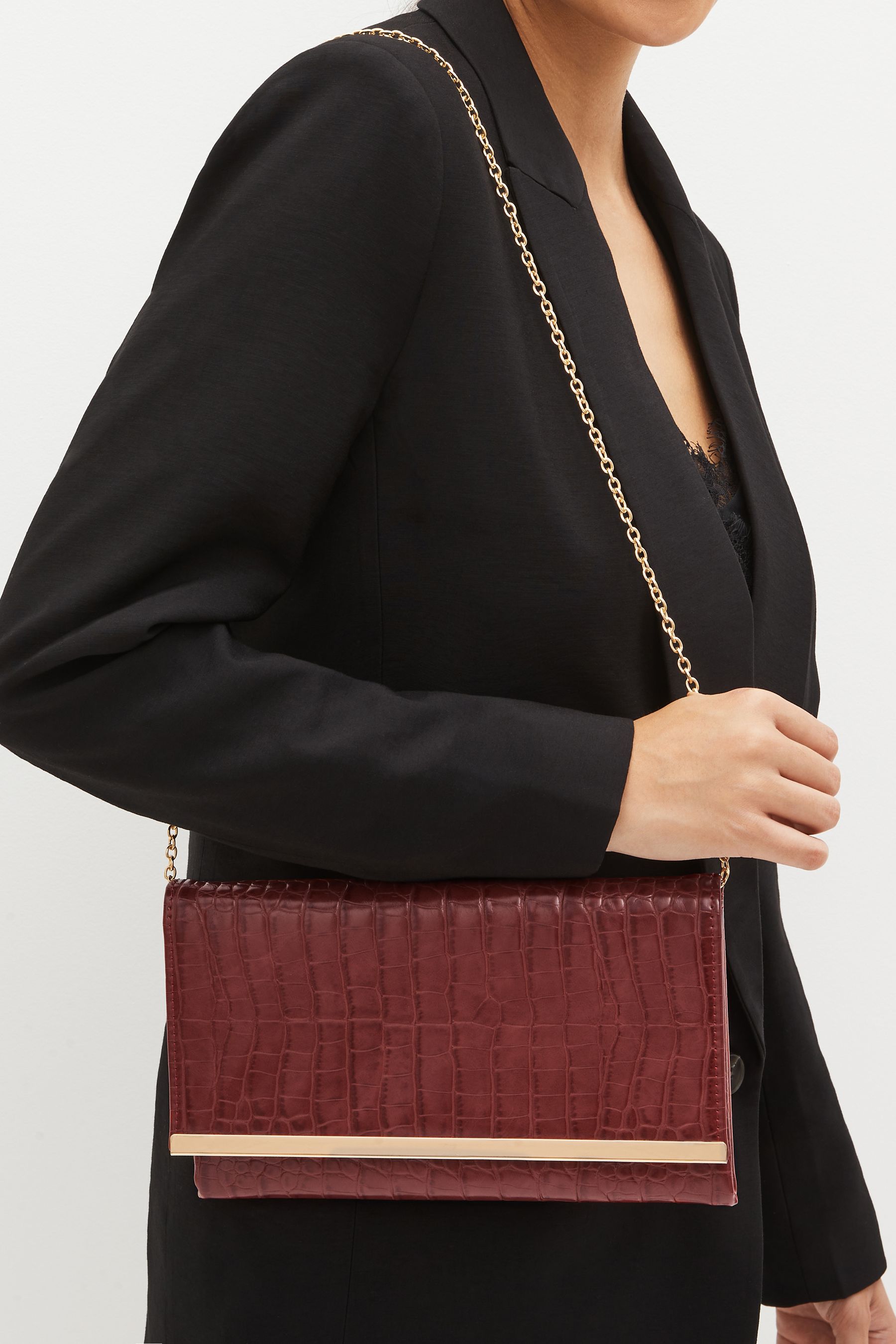 Buy Red Clutch Bag With Detachable Cross Body Chain from Next Luxembourg