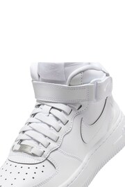 Nike White Youth Air Force 1 Mid EasyOn Trainers - Image 10 of 13