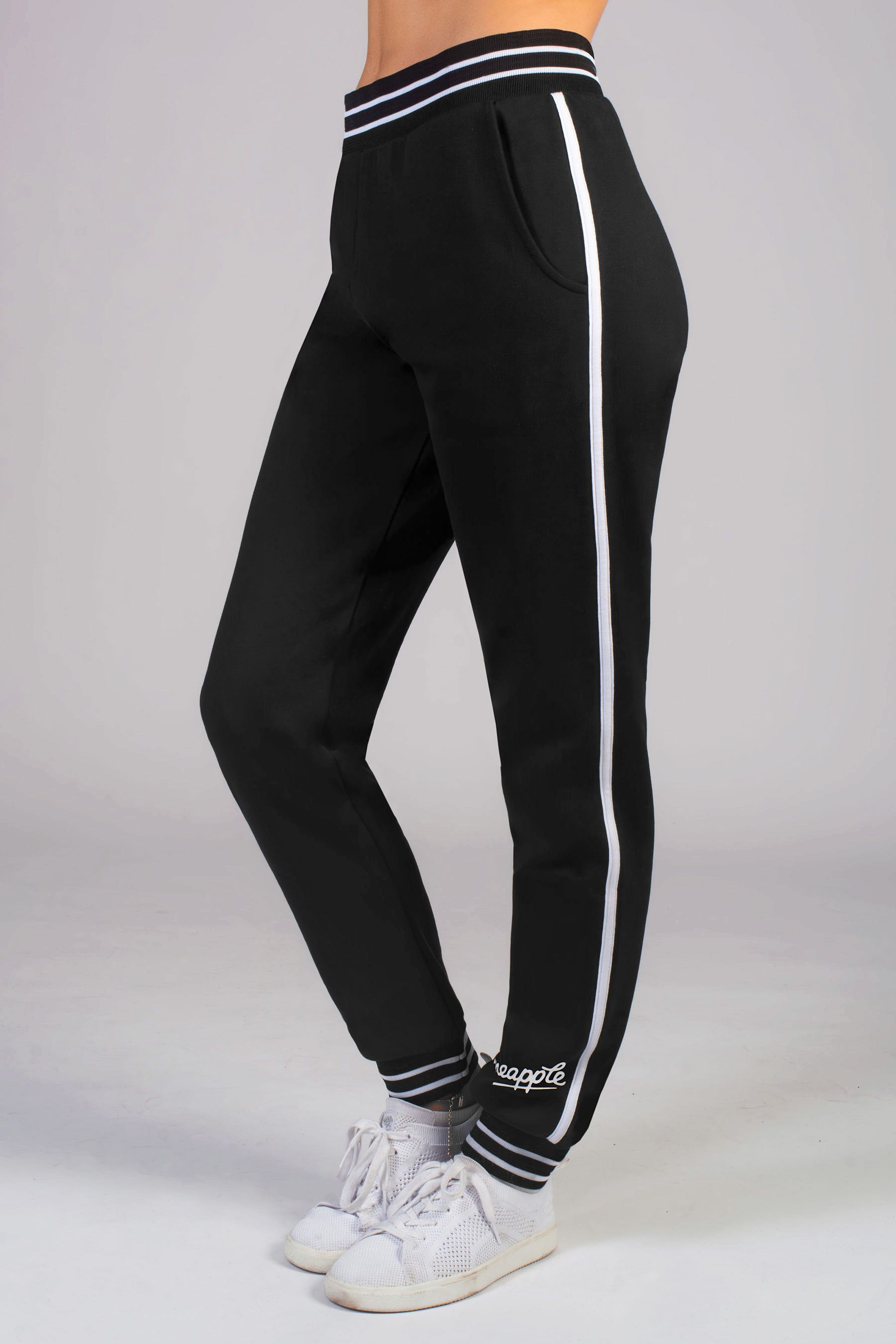 Buy Pineapple Black Womens Stripe Rib Cuff Joggers from Next Luxembourg