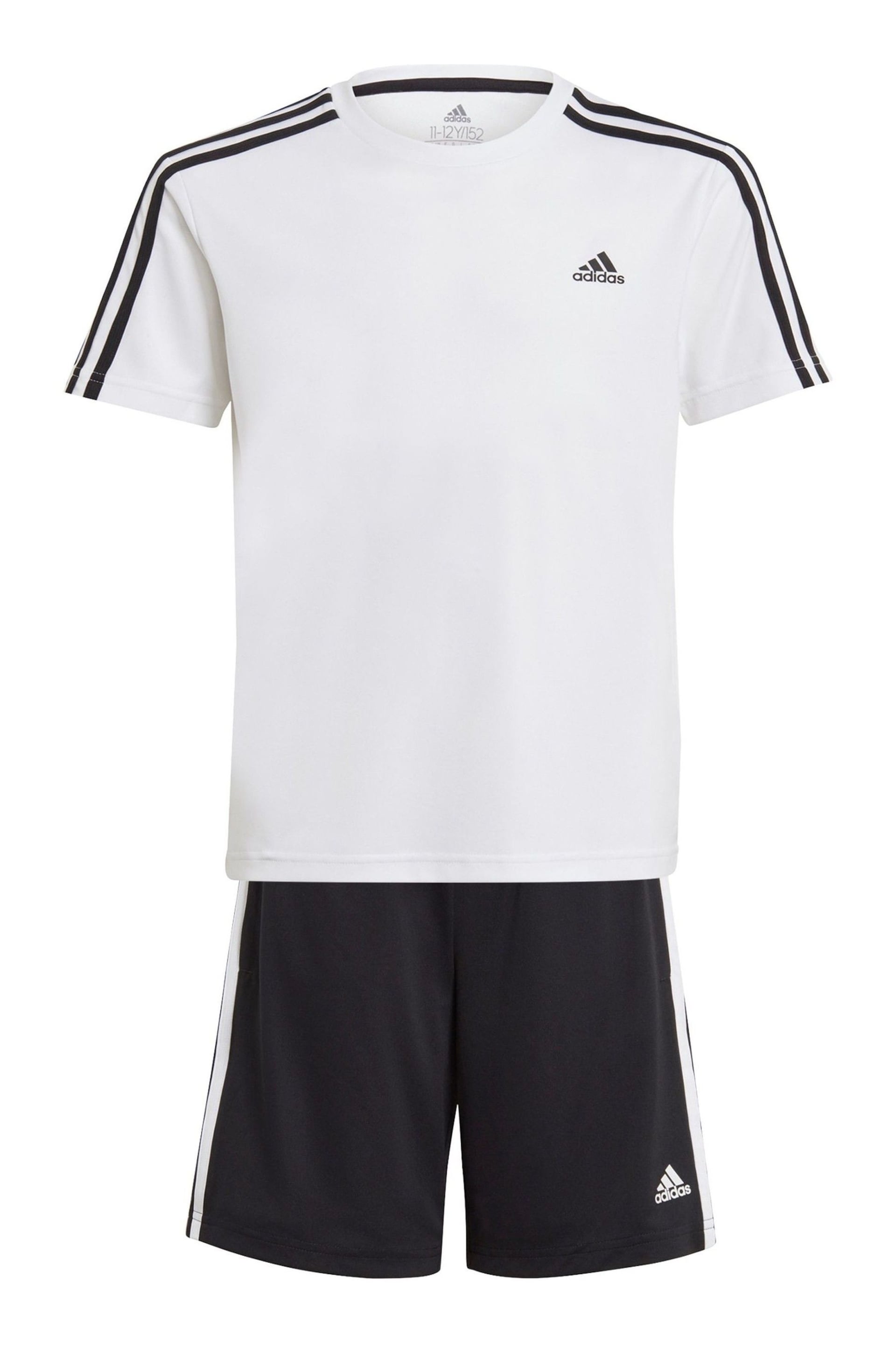 adidas White Chrome Sportswear Train Essentials Aeroready 3-Stripes Regular-Fit Training Set - Image 5 of 5