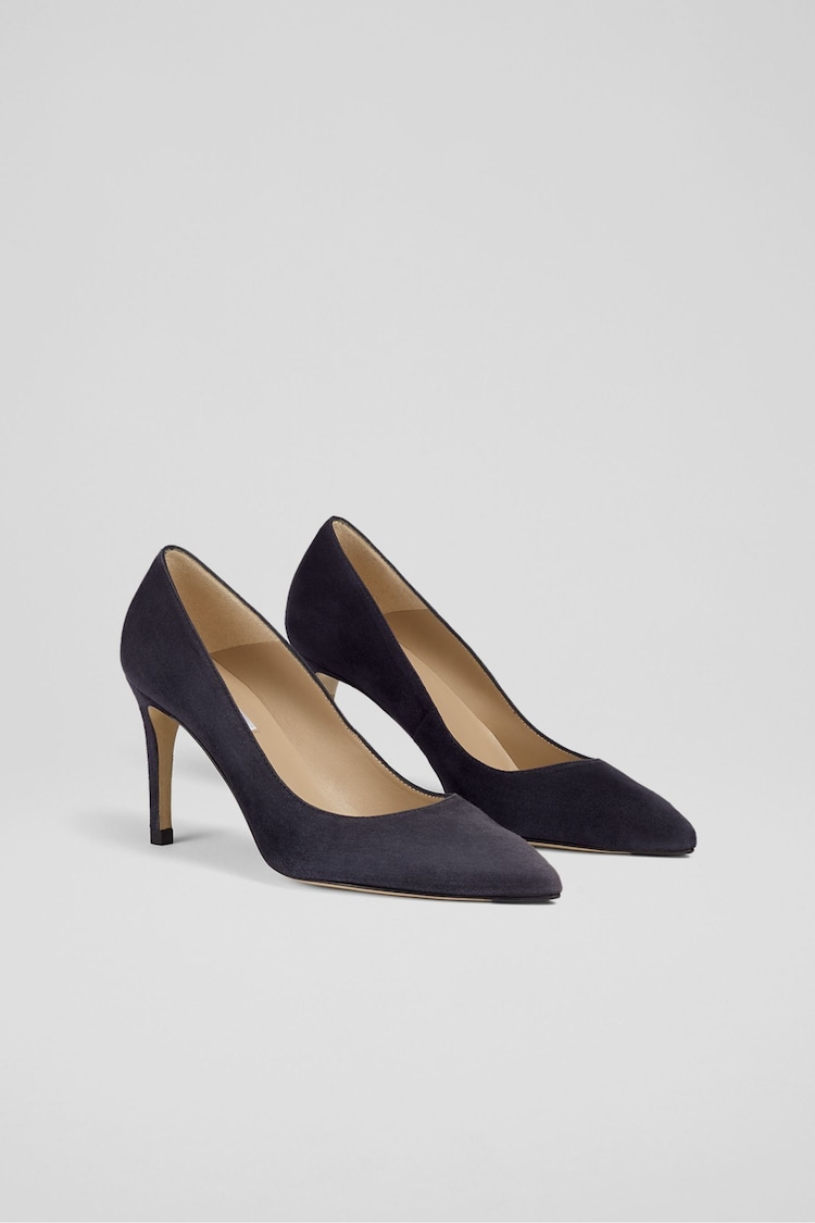 LK Bennett Blue Floret Suede Pointed Toe Courts - Image 2 of 5