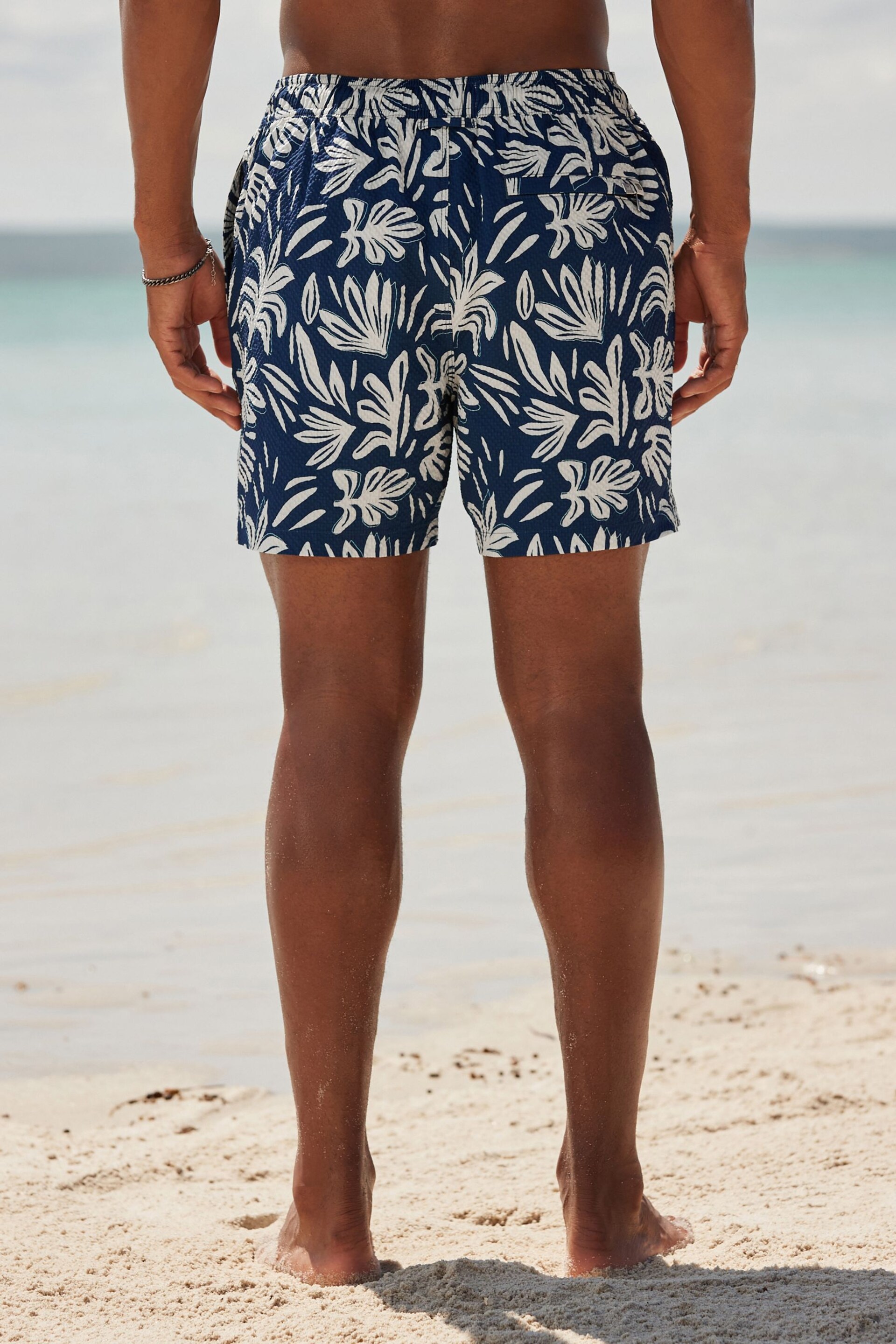 Navy Seersucker Premium Swim Shorts - Image 4 of 11