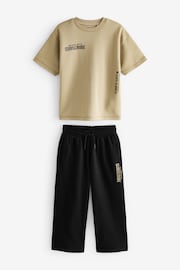 Black/Stone Subscribe Heavyweight Short Sleeve T-Shirt and Wide Leg Joggers Set (3-16yrs) - Image 5 of 7