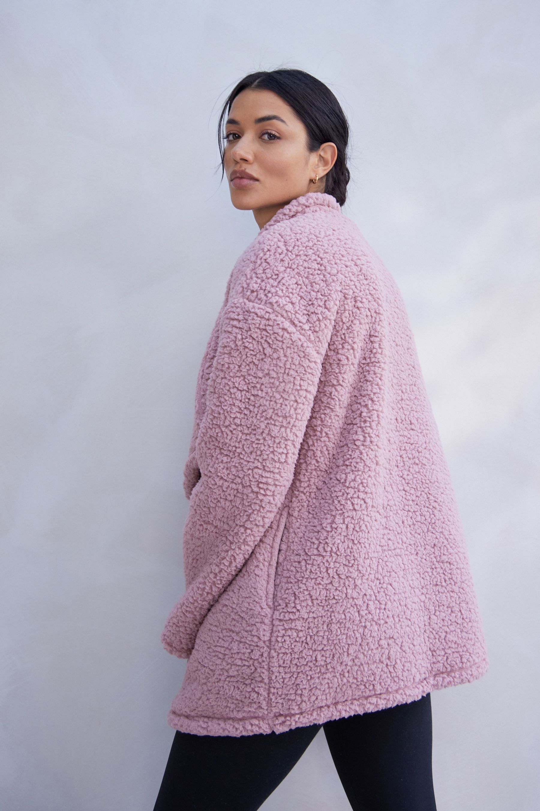 Buy Pink Teddy Fleece Borg Cardigan from the Next UK online shop