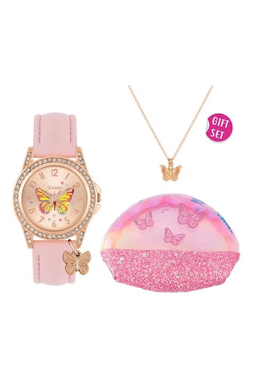 Peers Hardy Pink Tikkers Butterfly Watch, Purse and Bracelet Set