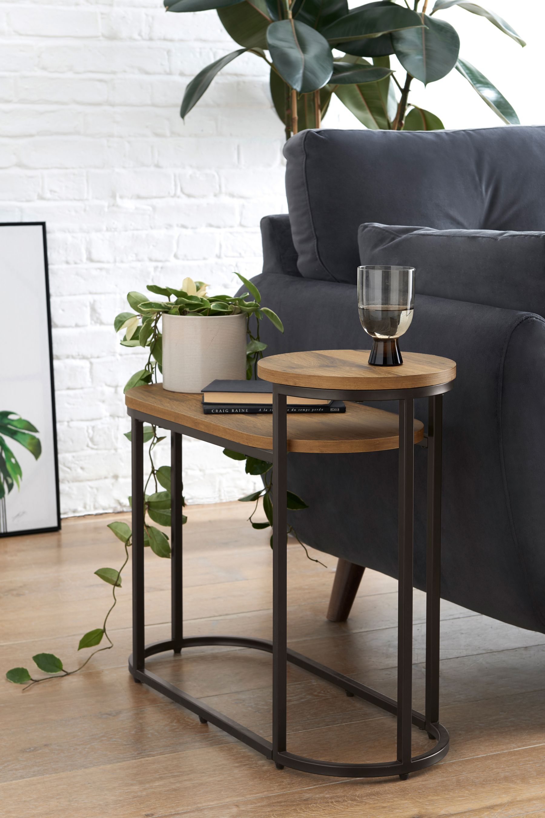 Black couch sales side table