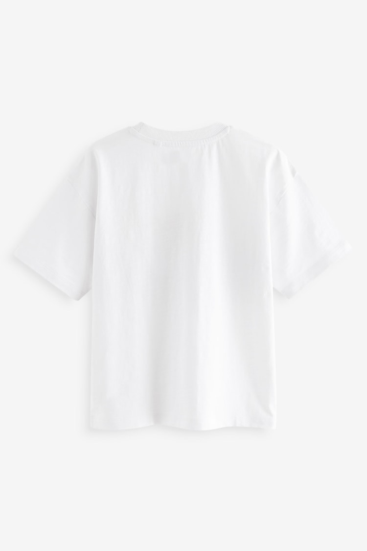 White Dino Embroidery Relaxed Fit Short Sleeve Graphic 100% Cotton T-Shirt (3-16yrs) - Image 2 of 3