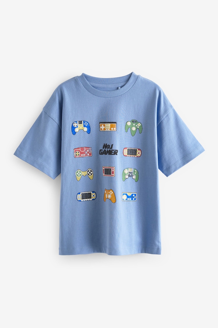 Blue Controller - Relaxed Fit Short Sleeve Graphic 100% Cotton T-Shirt (3-16yrs) - Image 1 of 3