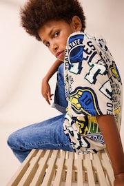 Stone All Over Print Relaxed Fit 100% Cotton Short Sleeve Varsity T-Shirt (3-16yrs) - Image 4 of 7