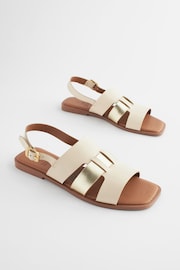 Cream/Gold Regular/Wide Fit Forever Comfort® Leather Slingback Sandals - Image 3 of 7