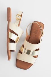 Cream/Gold Regular/Wide Fit Forever Comfort® Leather Slingback Sandals - Image 6 of 7