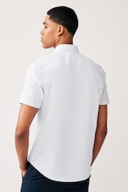 White Regular Fit Trimmed Formal Short Sleeve Shirt - Image 4 of 8