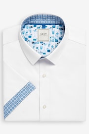 White Regular Fit Trimmed Formal Short Sleeve Shirt - Image 6 of 8