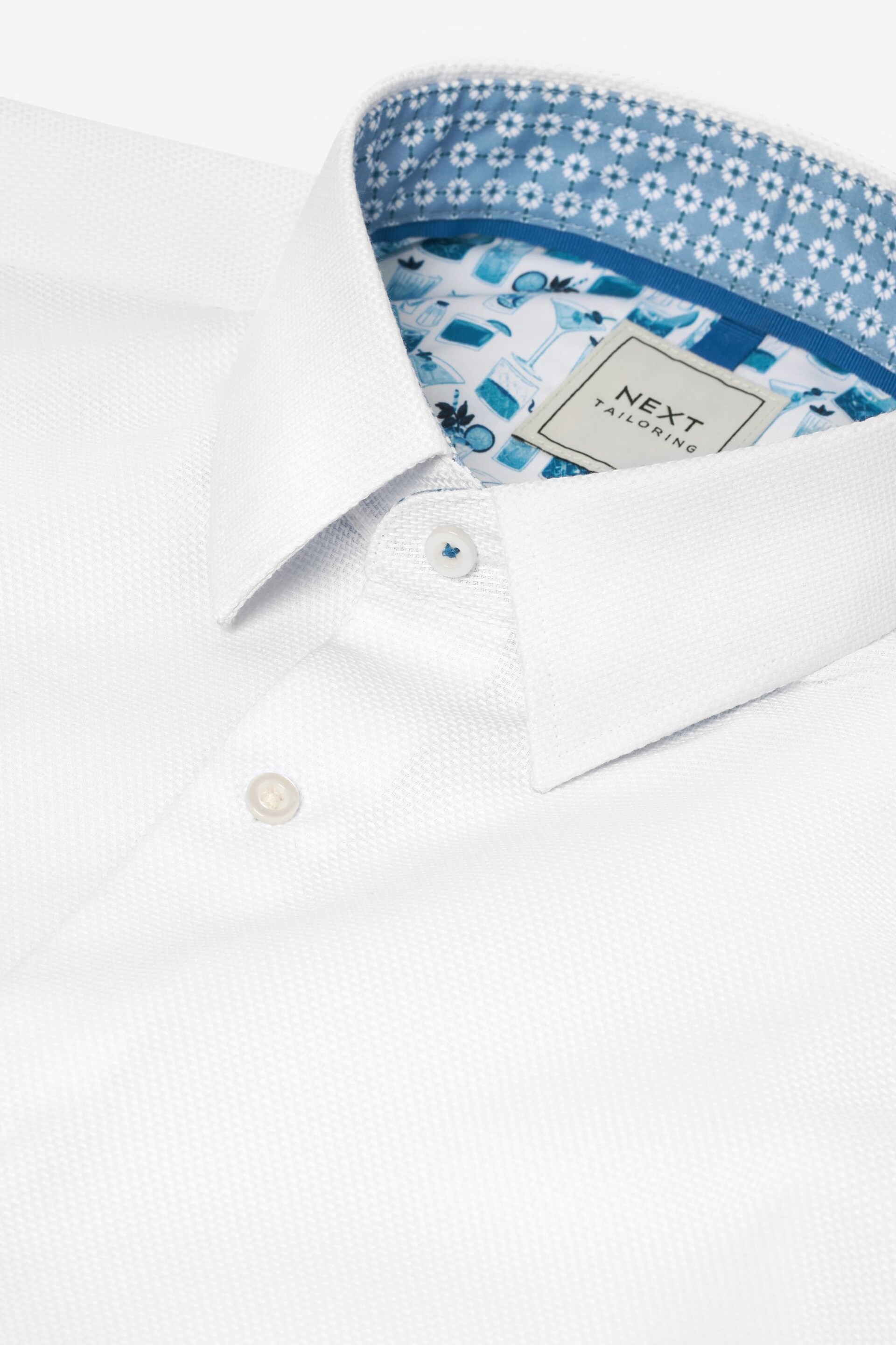 White Regular Fit Trimmed Formal Short Sleeve Shirt - Image 7 of 8