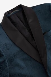 Navy Blue EDIT Slim Snake Print Velvet Tuxedo Jacket - Image 10 of 11